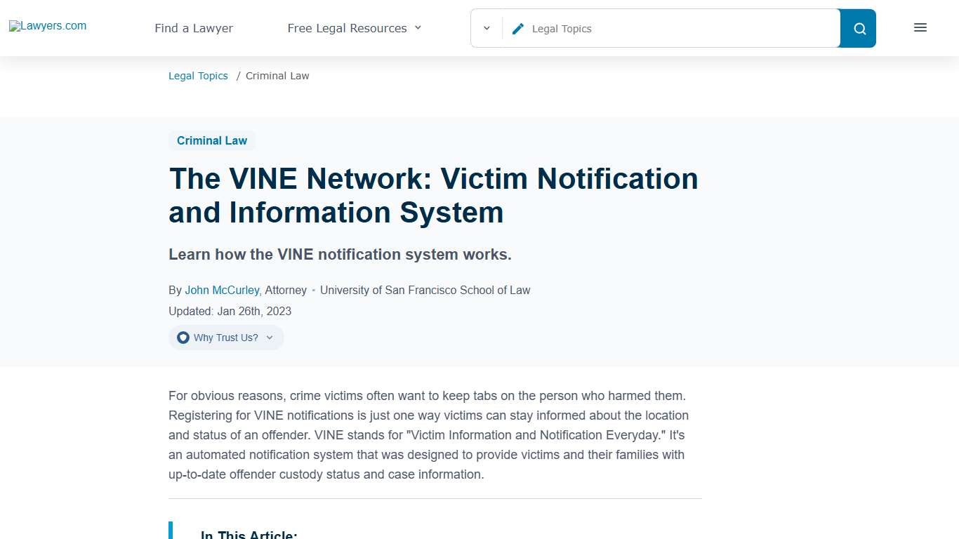 What Is the VINE Notification System?